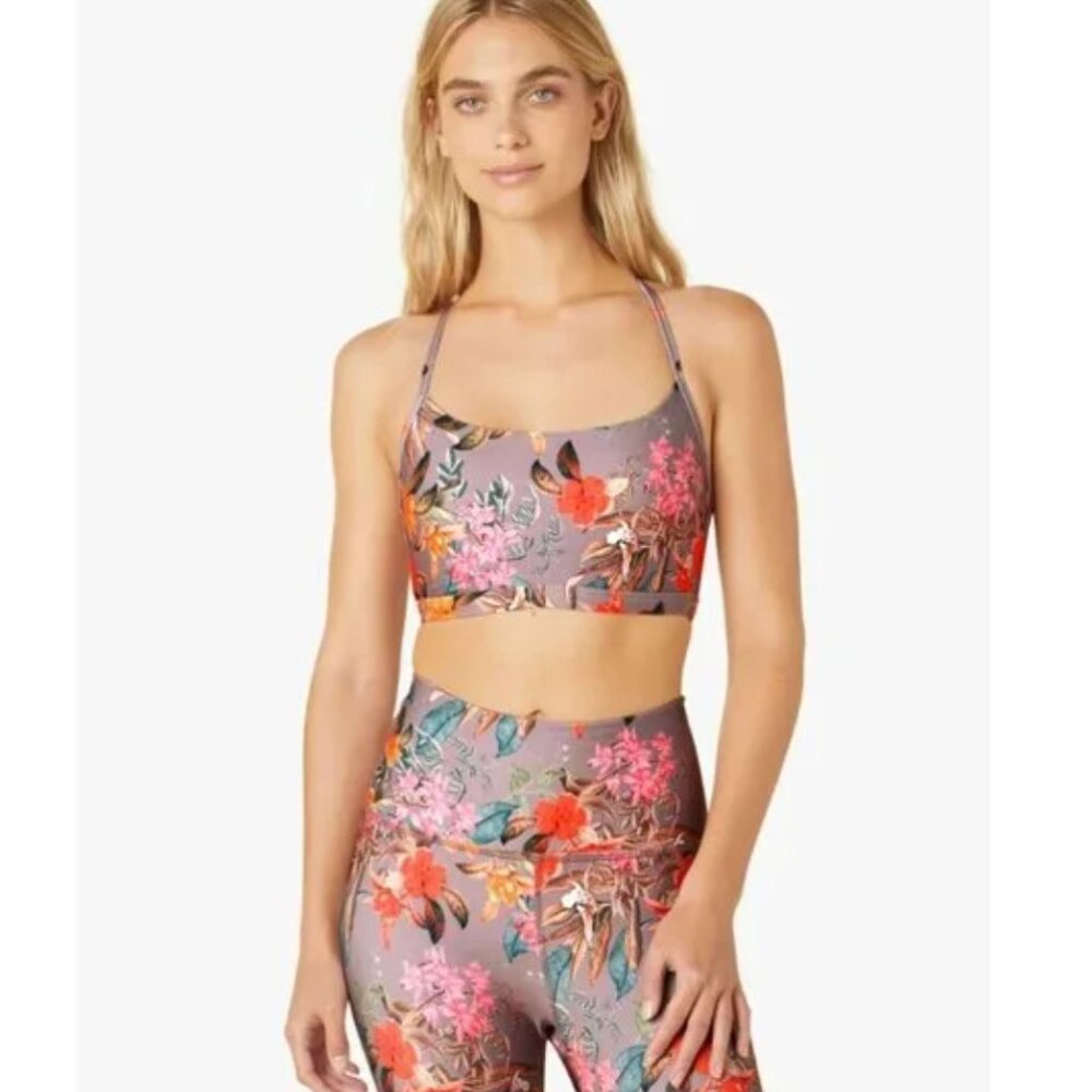 NWT Beyond Yoga Luxe Floral Print T-Back Sports Bra Small